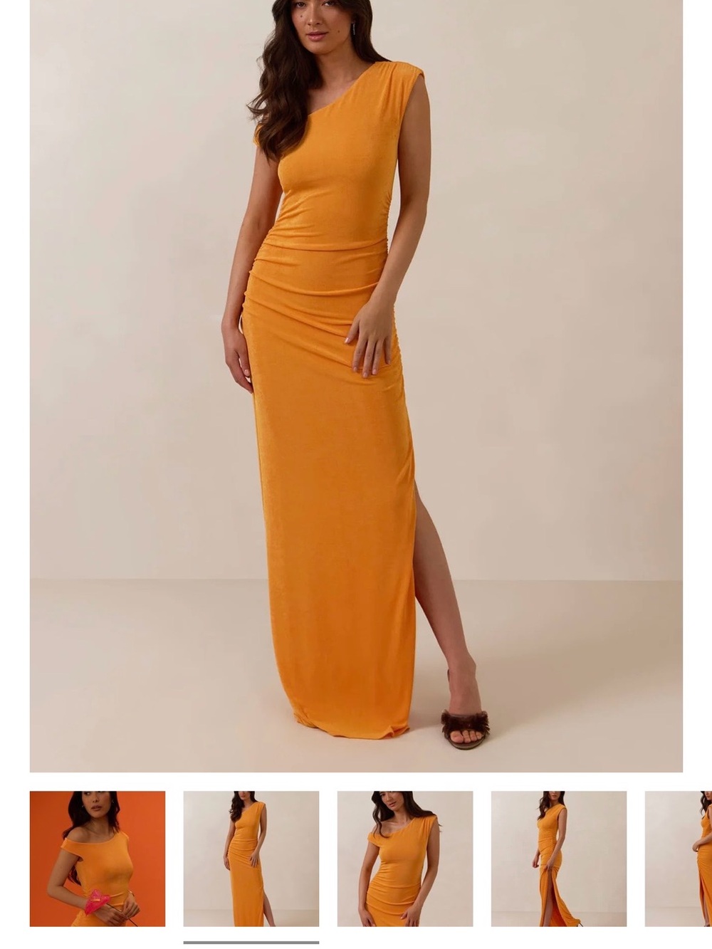 Park & Fifth One-Shoulder Maxi Dress in Mustard Yellow